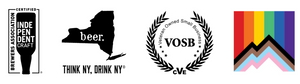 Members of the Independent Craft Brewers Association, NY State Craft Brewers Association, Registered a Certified Veteran Owned Small Business and Supporters of the Lower Adirondack Pride Mission